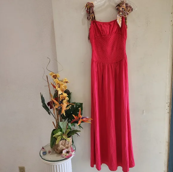 Free People | Dresses | Free People Santorini Hibiscos Hot Pink Spring  Summer Euc Size 2 Maxi Dress | Poshmark